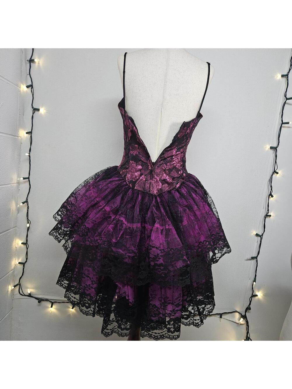 80s vintage goth short party dress from loralie size 4 - Picture 6 of 8